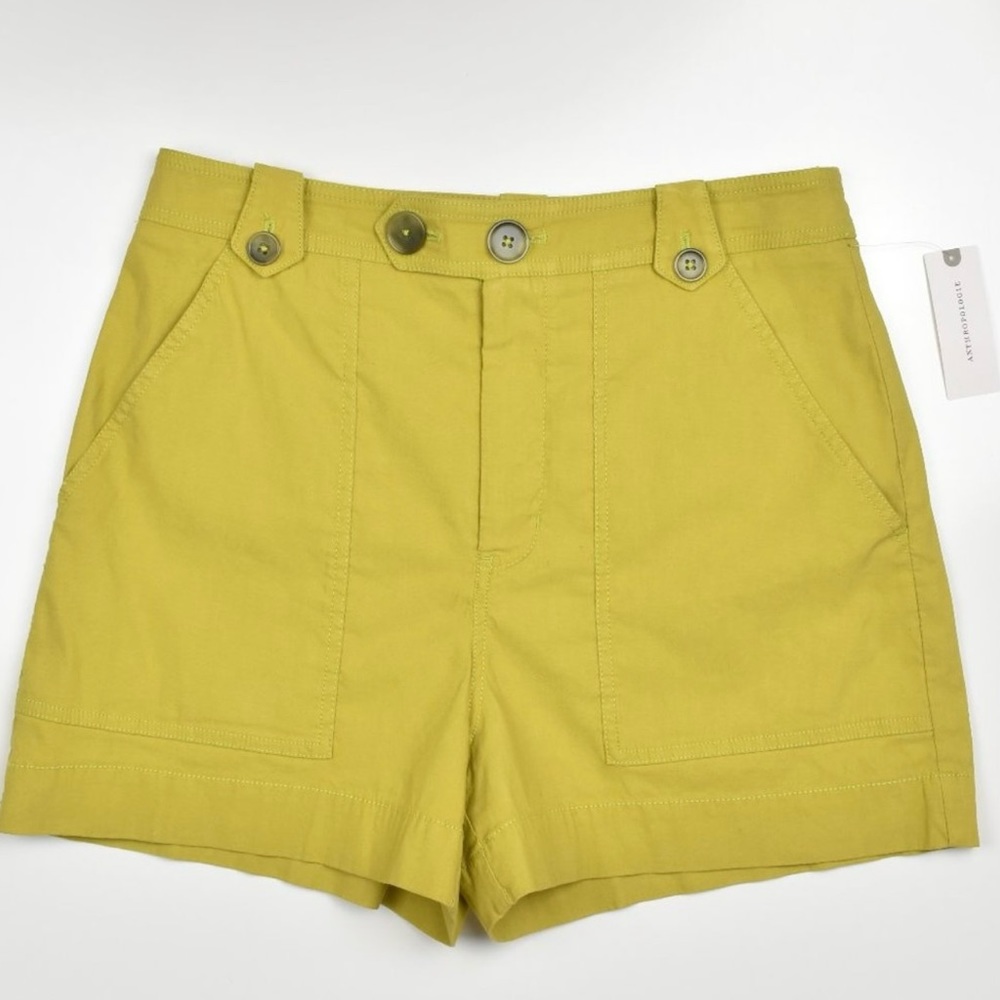 MAEVE by Anthropologie Elena Chartreuse High Waist Shorts